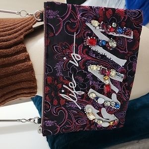 STEVE MADDEN LIFE IS GLAM GEM EMBELLISHED BAG/ EVENING PURSE CROSSBODY CHAIN